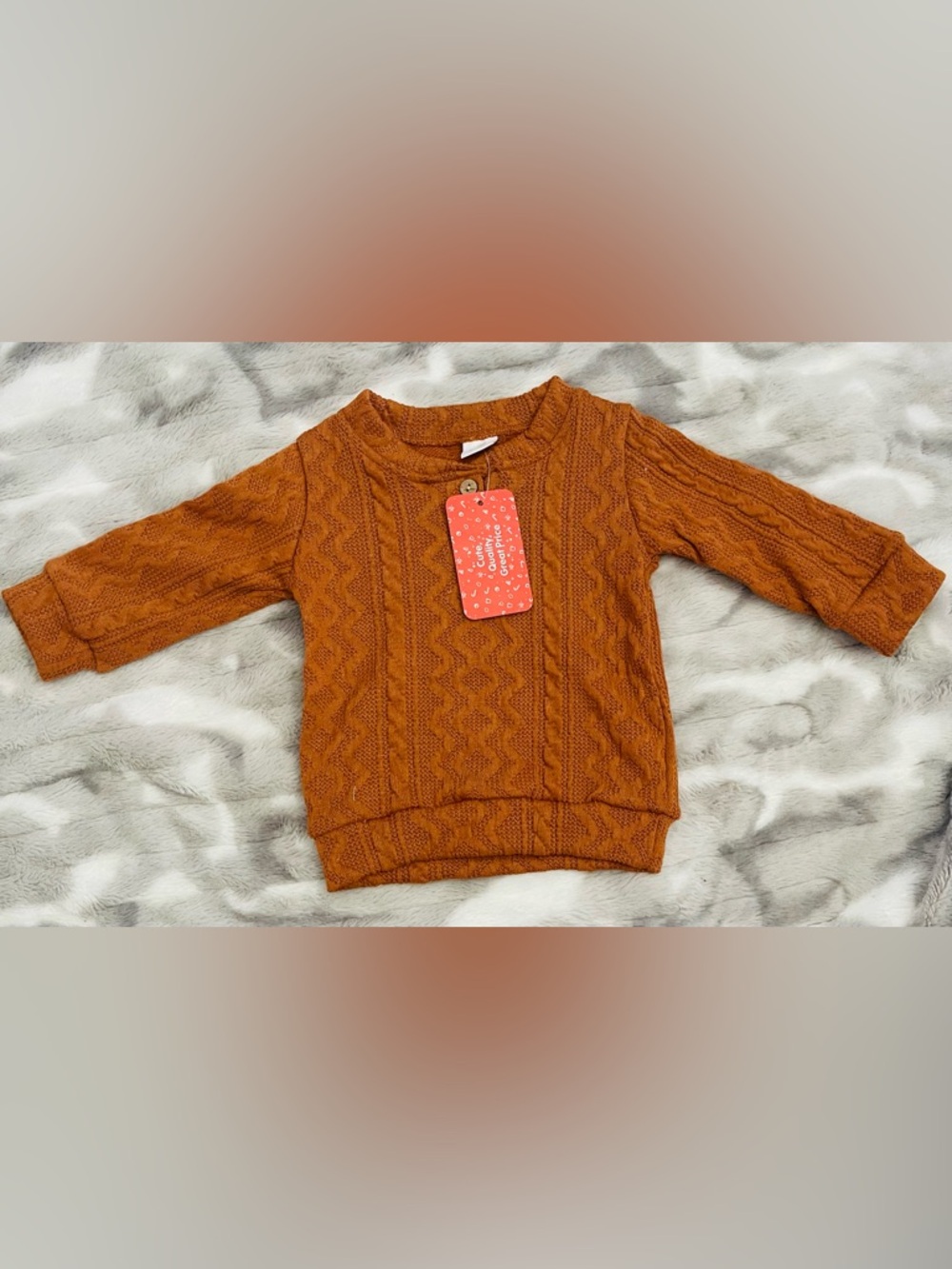 PatPat Rust Orange Cable Knit Kids Sweater